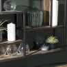 SIXTINE Square Brown Wall Shelf 80x80cm - Mahogany Wood Black Metal