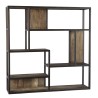 SIXTINE Square Brown Wall Shelf 80x80cm - Mahogany Wood Black Metal