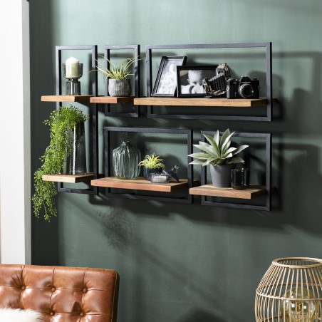 Étagère murale SIXTINE en bois teck recyclé