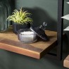 SIXTINE Wall Shelf 'M' 1 Recycled Brown Teak Shelf with Black Metal Frame