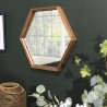 SIXTINE 'L' Brown Mirror with Hexagonal Recycled Teak Frame