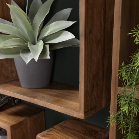 SIXTINE - Brown Square Wall Shelf, 35 x 35 cm, Recycled Teak Wood