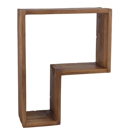 SIXTINE Brown L-shaped Wall Shelf - Recycled Teak Wood - Trendy Decor