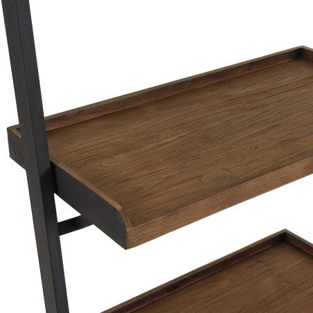 SIXTINE Wall Shelf Brown Teak 4 Levels Recycled Metal Structure