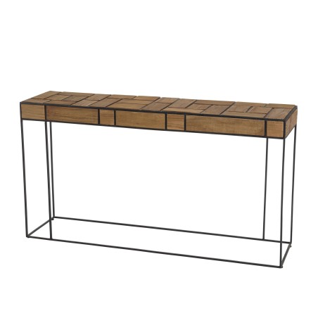 SIXTINE Rectangular Teak Console - Light Teak Wood, Black Metal