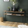 SIXTINE Rectangular Console Table with 2 Light Teak Trays and Black Metal