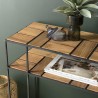 SIXTINE Rectangular Console Table with 2 Light Teak Trays and Black Metal