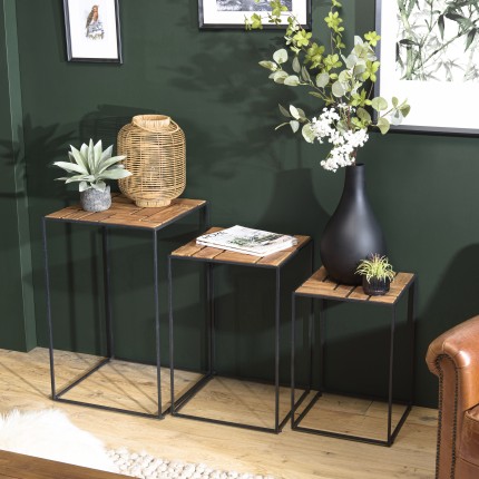 Set de 3 tables d'appoint gigogne en bois teck recyclé