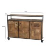 SIXTINE Brown Sideboard on Castors - Recycled Teak & Black Metal