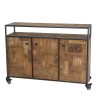 SIXTINE Brown Sideboard on Castors - Recycled Teak & Black Metal