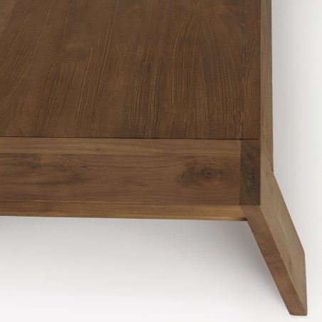 SIXTINE - Square Brown Coffee Table 115x100cm Teak Recycled Wood Legs