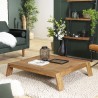 SIXTINE - Square Brown Coffee Table 115x100cm Teak Recycled Wood Legs