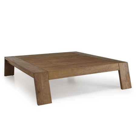 SIXTINE - Square Brown Coffee Table 115x100cm Teak Recycled Wood Legs