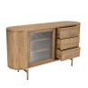 YSEULT Natural Wood Buffet with Glass Sliding Doors and 3 Drawers
