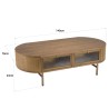 YSEULT - Oval Natural Wood Coffee Table with 4 Glass Drawers