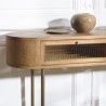 YSEULT - Natural Wood Rounded Console with 2 Glass Drawers