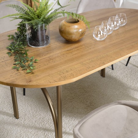 YSEULT Oval Dining Table 4 Person 160x80cm Natural Wood