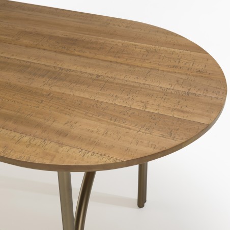 Table à manger ovale YSEULT 4 personnes 160x80cm bois peuplier