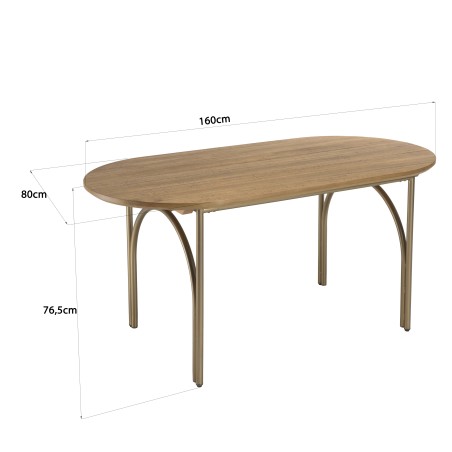 Table à manger ovale YSEULT 4 personnes 160x80cm bois peuplier