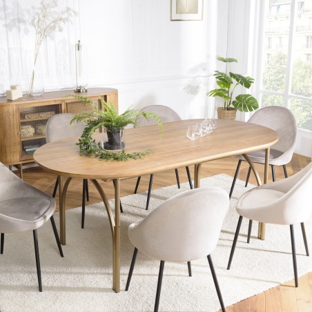 Table à manger ovale YSEULT 180x90cm bois peuplier