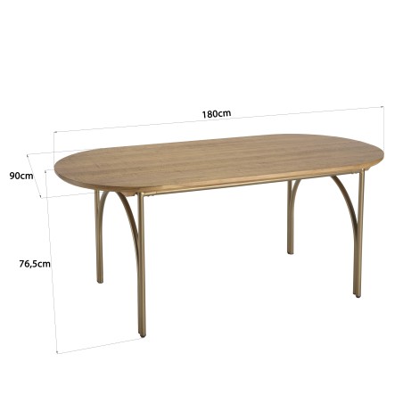 Table à manger ovale YSEULT 180x90cm bois peuplier