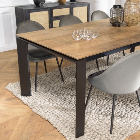 MAXENCE - Extendable Rectangular Dining Table 220/320cm Recycled Teak Wood