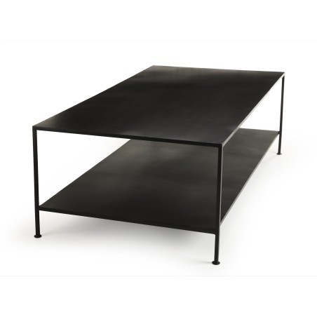 ROMAIN - Rectangular Black Industrial Metal Coffee Table