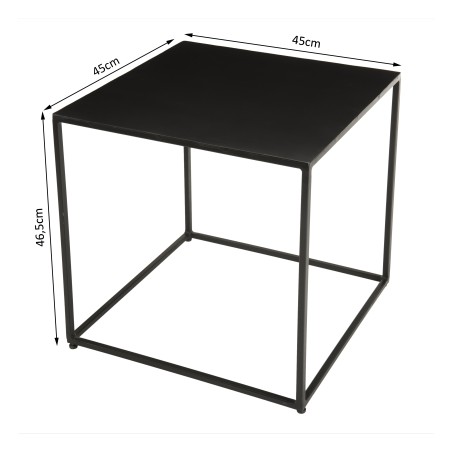 ROMAIN Industrial Square Metal End Table 45x45cm Black