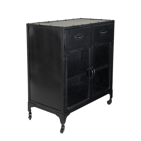 ROMAIN Industrial Black Metal Sideboard - 2 Doors, 2 Drawers