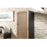 Armoire DORIA - Métal Noir 1 Porte 2 Étagères - Cannage Naturel
