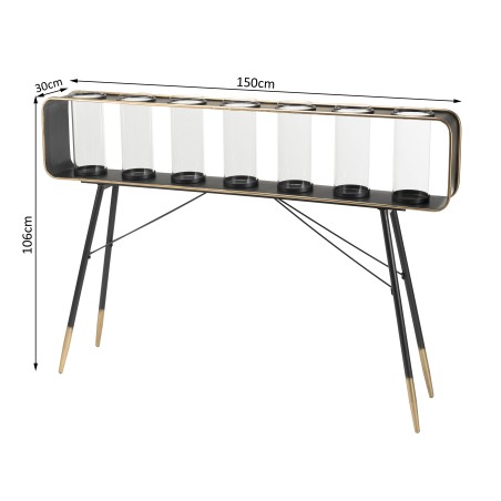 Meuble déco DORIA en verre et métal noir et doré