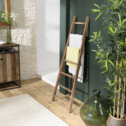 SIXTINE - Brown Teak Wood Recycled Towel Rack