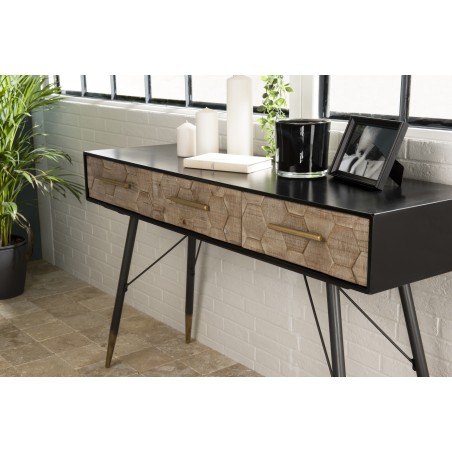 DORRIE Black Console Table with 3 Drawers - Scandi Style