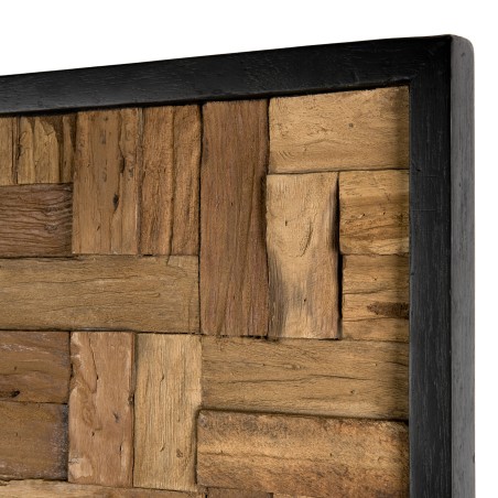 SAM - Décoration murale bois rectangulaire mosaïque Teck recyclé nature