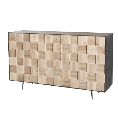 CARLA Sideboard 4 Doors Fir Wood and Metal Legs