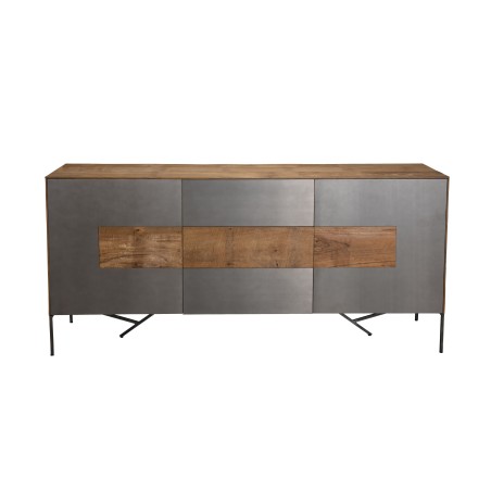 Buffet MAXENCE - Bois Teck Recyclé et Métal Gris Anthracite