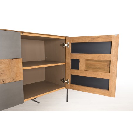 MAXENCE Sideboard - Recycled Teak Wood with Anthracite Grey Metal - Industrial Decor