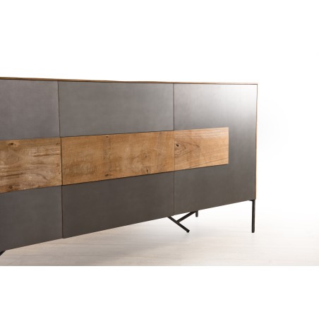 MAXENCE Sideboard - Recycled Teak Wood with Anthracite Grey Metal - Industrial Decor