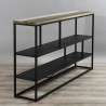LEANDRE Black 'S' Shelf 160x90cm - Modern 3-Tier Acacia Wood and Steel