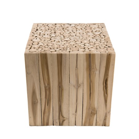 CLARA - Square End Table 45.5x45.5cm Natural Wood Teak Branches