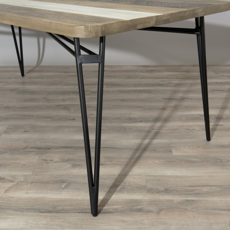 CARMEN - Dining Table 200x100cm Acacia Wood Metal Legs
