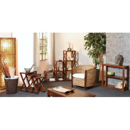 LORINE Brown Shelf Unit with 4 Compartments 40 cm - Mindi Wood