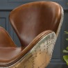 OCTAVE - NEVADA Vintage Brown Leather Armchair with Aluminum Legs