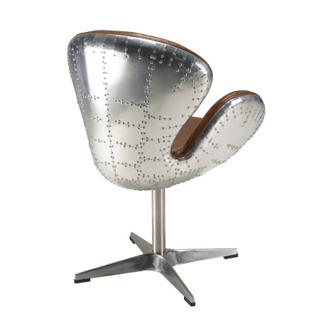 Fauteuil marron NEVADA vintage en cuir et aluminium