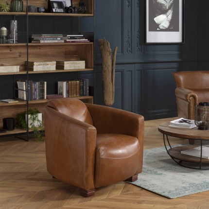 Fauteuil OCTAVE CHICAGO marron vintage