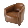 OCTAVE CHICAGO Vintage Brown Leather Armchair - Wooden Legs