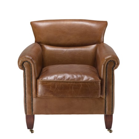 Fauteuil VERONE en cuir marron vintage - OCTAVE