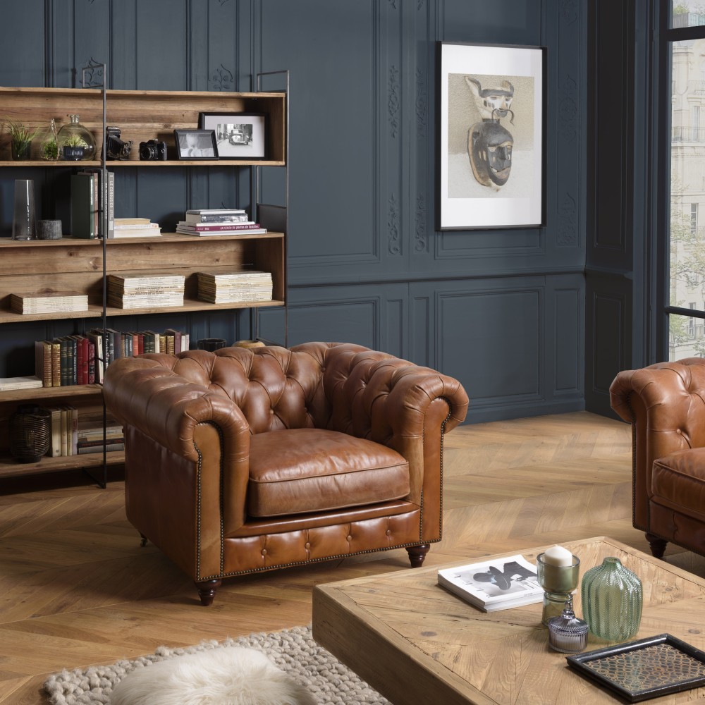 OCTAVE Vintage Brown Chesterfield Armchair | Baroque Style OCTAVE Vintage Brown Chesterfield Armchair | Baroque Style