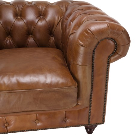 Fauteuil marron capitonné vintage OCTAVE