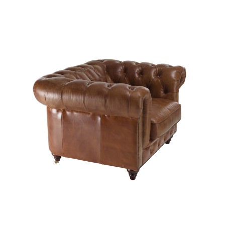Fauteuil marron capitonné vintage OCTAVE